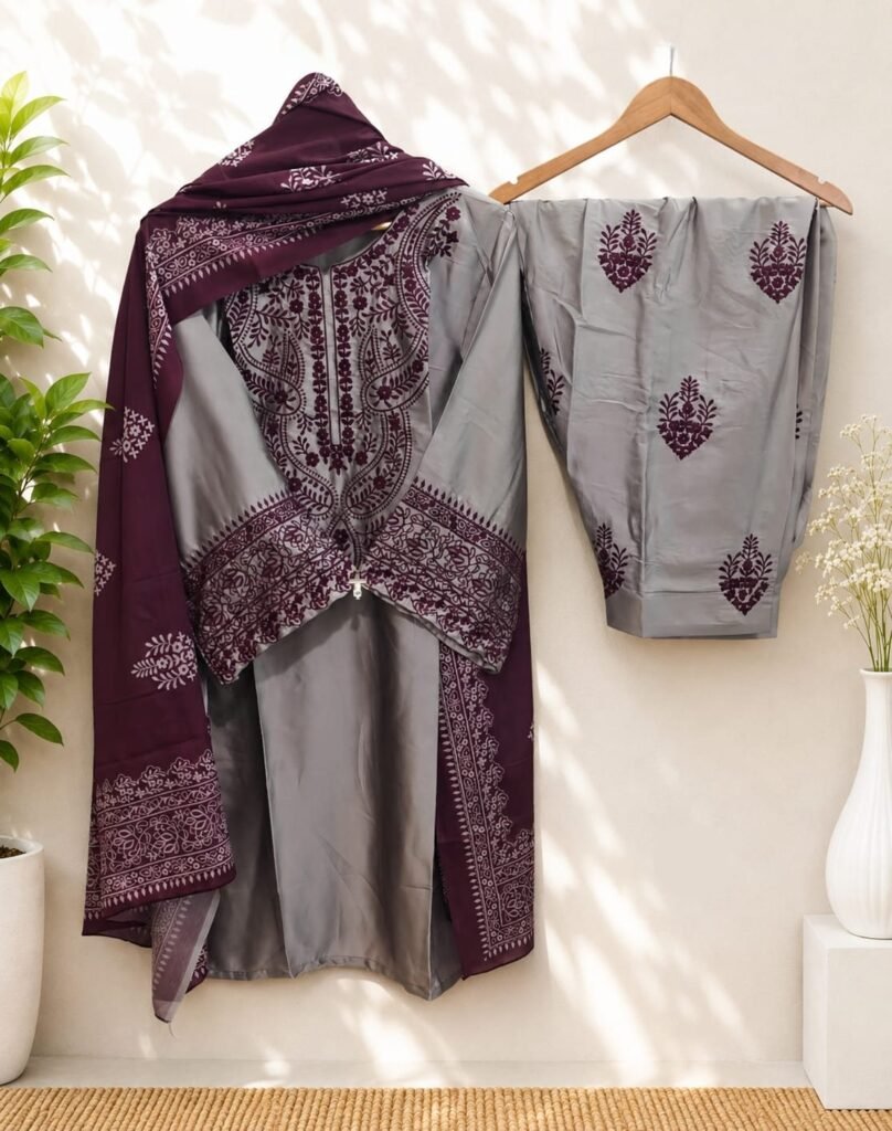 Banarasi Dupatta Readymade Suit – Lilac Mauve