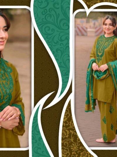 Banarasi Dupatta Readymade Suit – Mehendi Green