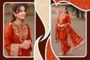 Banarasi Dupatta Readymade Suit – Rust Orange