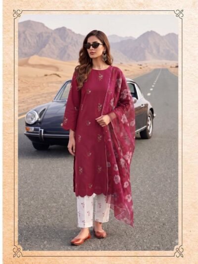 Chiffon Dupatta Pakistani Suit – Rani Magenta