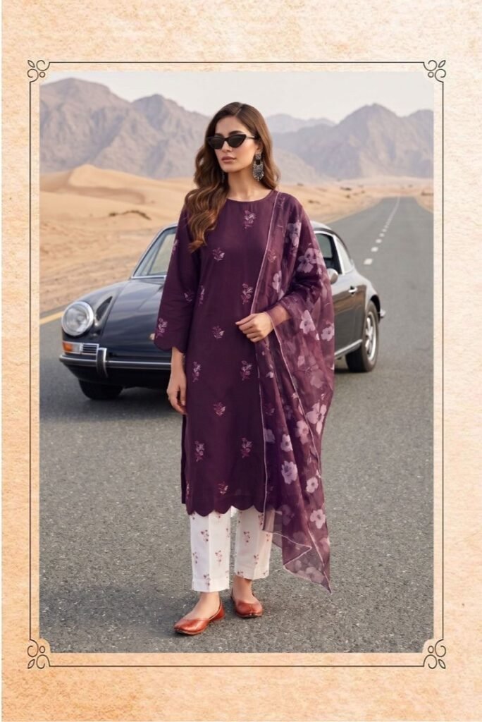 Chiffon Dupatta Pakistani Suit – Royal Purple