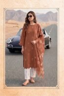 Chiffon Dupatta Pakistani Suit – Warm Tan