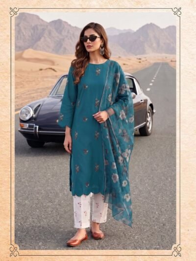 Chiffon Dupatta Pakistani Suit – Peacock Teal