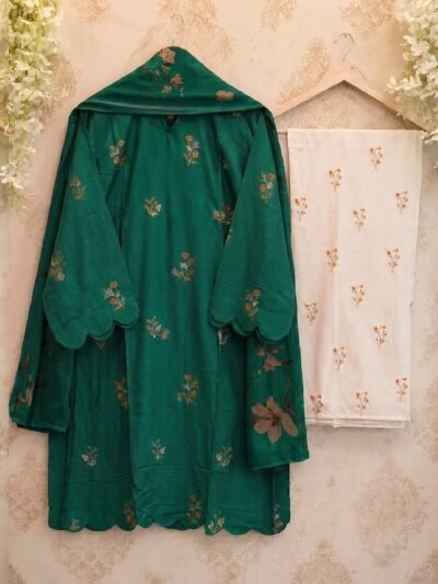 Embroidered Kurta Cord-Set – Emerald Green