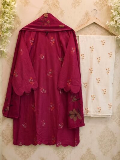 Embroidered Kurta Cord-Set – Fuchsia Pink