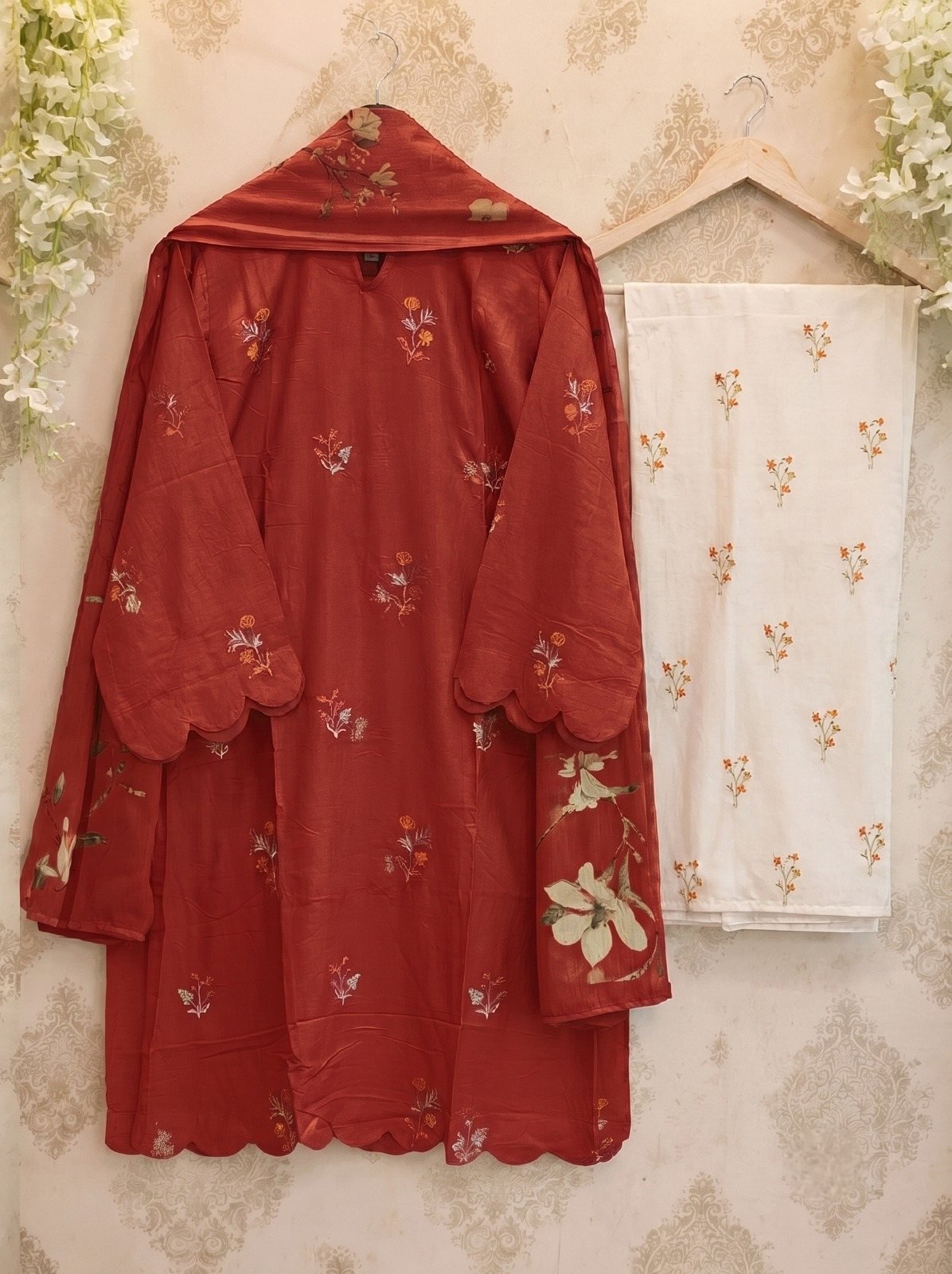 Embroidered Kurta Cord-Set – Copper Rust