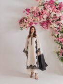 Scalloped Border Straight Suit – Ivory Cream