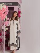 Scalloped Border Straight Suit – Ivory Cream